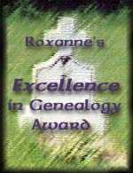Roxanne's Excellence in Genealogy Award Logo